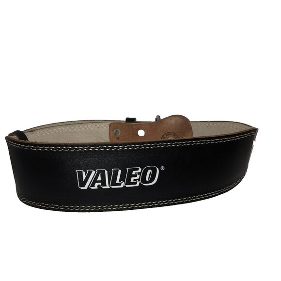 Valeo Weight Lifting Belt Leather Black Sz Large Adjustable Padding Back Support - Picture 1 of 6